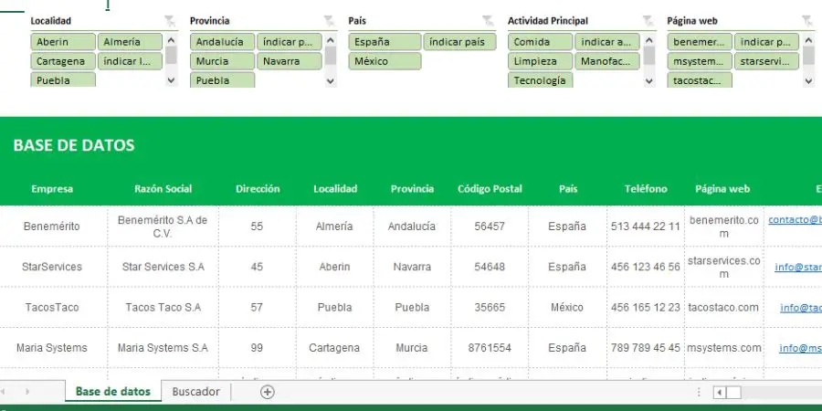 descargar ejemplo base de datos en excel